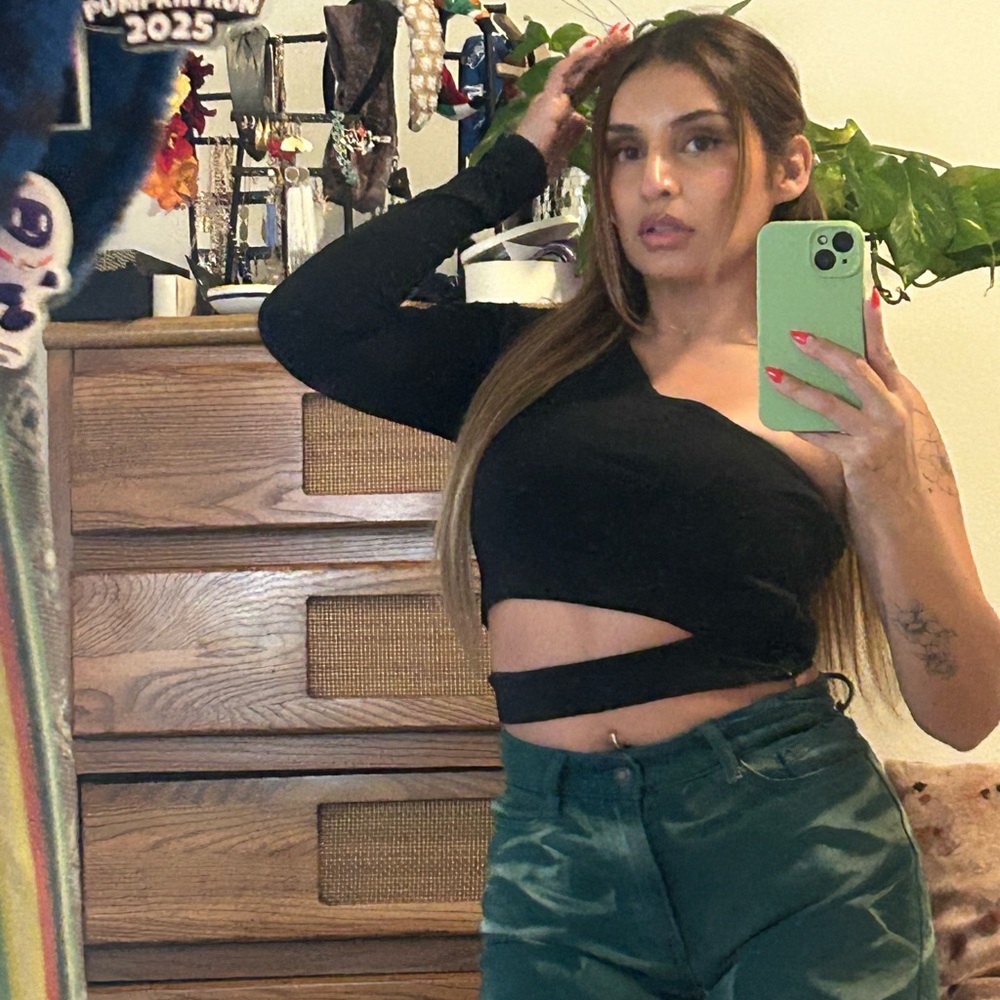 I.AM.GIA Black Asymmetrical Crop Top